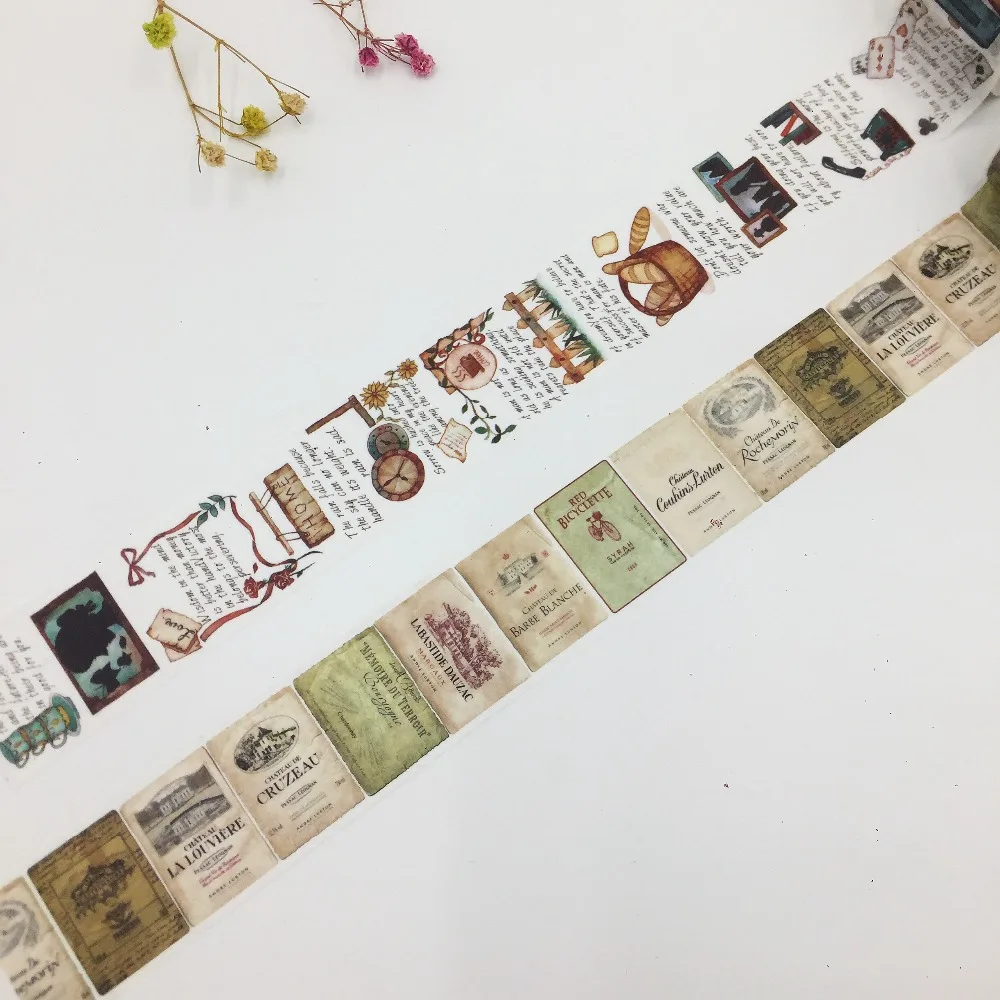 Красивая 30 мм* 5 м Высокое качество washi клейкая лента/Винтаж штамп и Enghlish письмо маскировки Япония лента washi