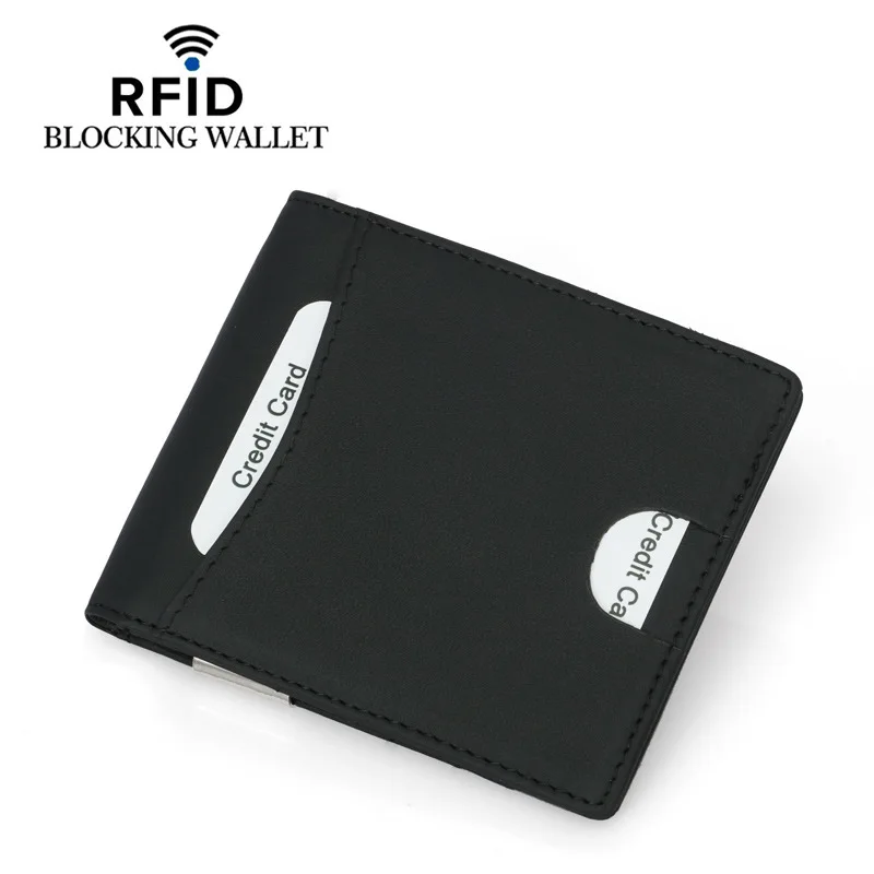 Роскошные мужские кошельки RFID с зажимом для монет и денег супертонкий держатель