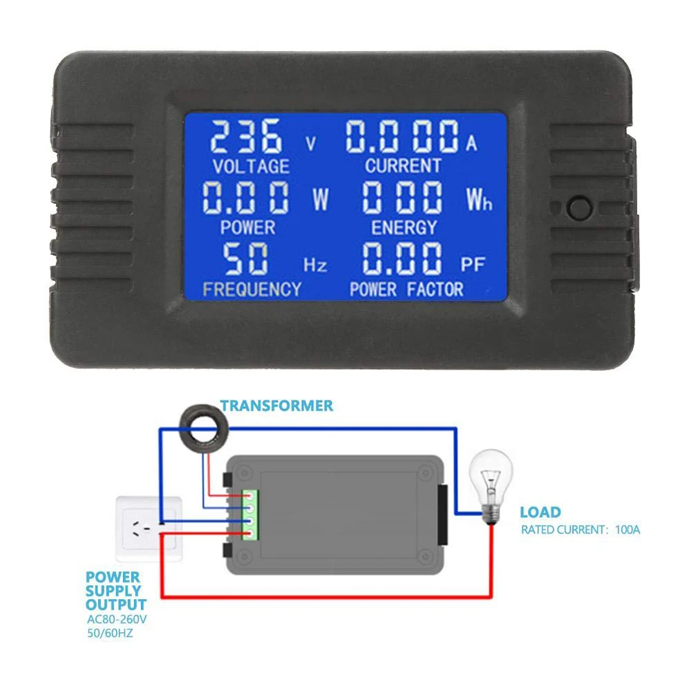 AC Voltmeter Ammeter Multimeter Digital Display Power Monitor Meter With Open /Close CT | Инструменты