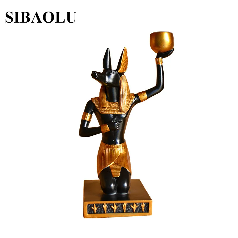 Египетский стиль Декор собака Бог Anubis статуэтки Настольный подсвечник свадебный домашний орнамент Египетский декоративный подсвечник