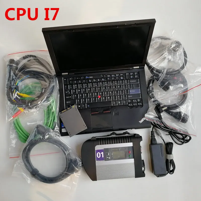 Белый Инструмент для диагностики и ремонта автомобилей, используемые портативные компьютеры T410 I5 и I7 4G+ MB Star C4 SD подключения C4 compact+ 360GB SSD с программным обеспечением - Цвет: Белый