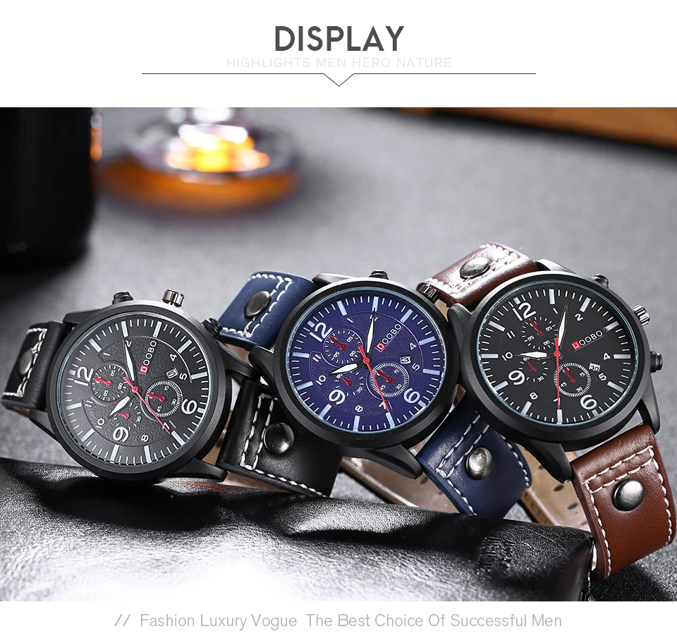 Reloj Hombre DOOBO D014 модные хронограф спортивные мужские часы лучший бренд класса люкс военные кварцевые часы Relogio masculino