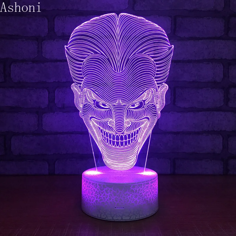 Настольная лампа 3D Joker с изменяемым настроением RGB 7 цветов вечерние настольные
