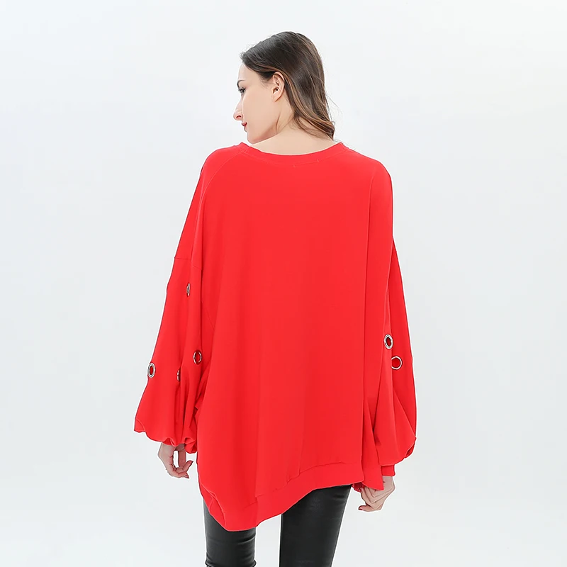 CHICEVER, Весенняя Черная Женская рубашка Sweratshirt для женщин, топ, пуловеры с рукавом летучая мышь, свободные пуловеры большого размера, свитшоты на каждый день