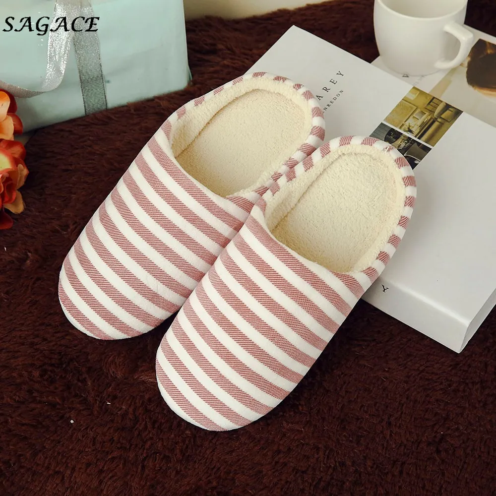 SAGACE/Обувь для женщин и мужчин Нескользящая домашняя обувь Теплый полосатый тапок