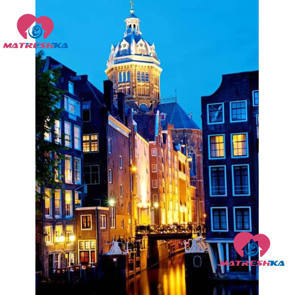 Алмазная живопись полный квадрат Новое поступление алмазная Амстердам вышивка