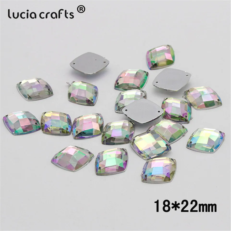 20/25/50/100pcs Multi Shapes AB Color Acrylic Crystal Stone Flatback Rhinestone Beads DIY Sew On Clothing Bags Accessories D1303