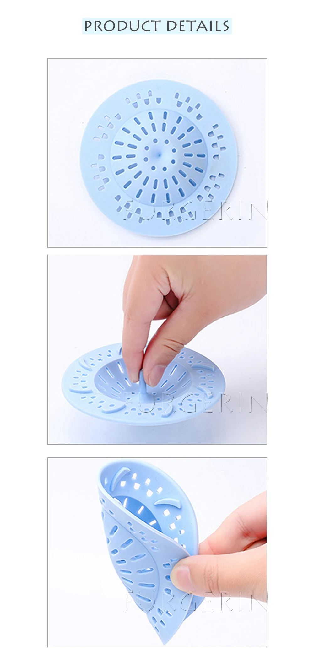 FURGERIN Hair Catcher ситечко для раковины, кухонные аксессуары для ванной комнаты, душевой фильтр, стопор, стопор для волос, крышка для раковины с ручкой