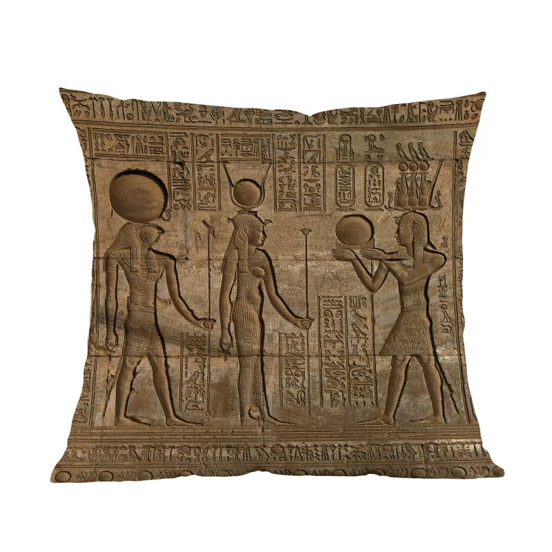 Древние египетские фрески портрет иероглифы Фараон был скипетр узор Подушка