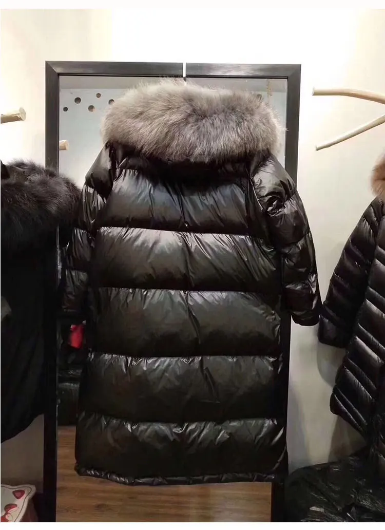 Пуховик, пальто для женщин, X-Long, зима, уплотненный, Свободный, черный, лакированная кожа, глянцевый, с капюшоном, куртки, зима, новинка, Женская парка HS298