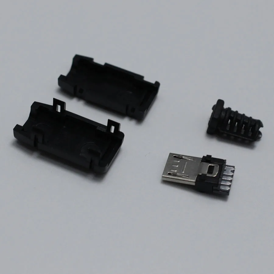 10 шт. Micro USB 5 Pin сварочный Тип 6 мм штекер черный разъем для зарядки 4 в 1