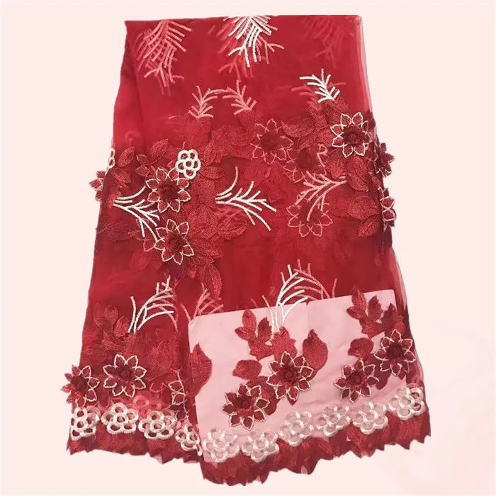 Довольно 3D аппликация французский чистая кружевной ткани Цветочная вышивка тюль