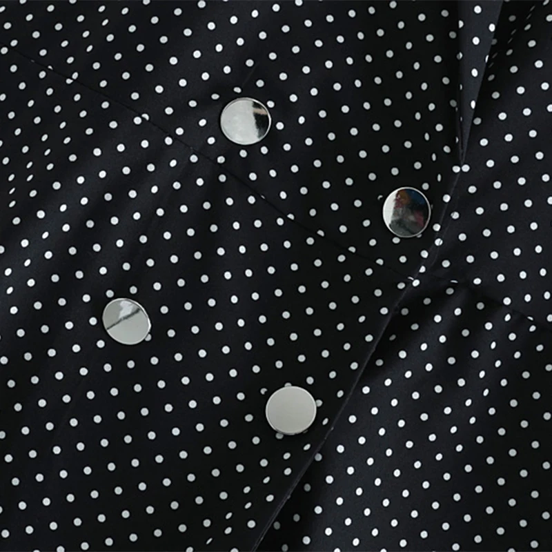 Винтаж стильный Polka Dot комбинезоны Для женщин мода воротник с лацканами, украшенные пуговицами, купальный костюм с шортами Повседневное боди Femme