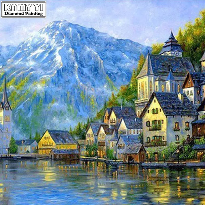 5D алмазная живопись сделай сам вышивка крестиком комната с видом на море