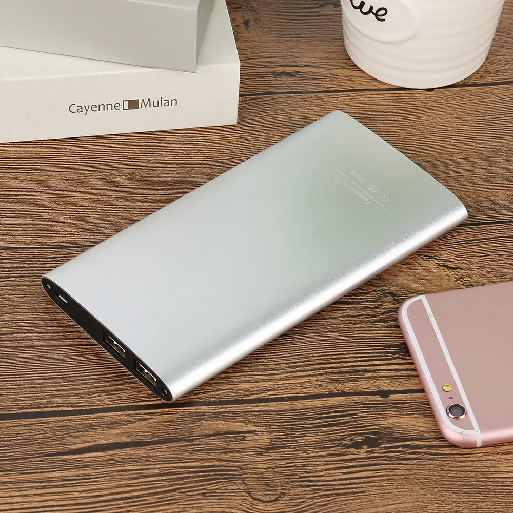 Ультратонкое портативное двойное внешнее зарядное usb устройство для