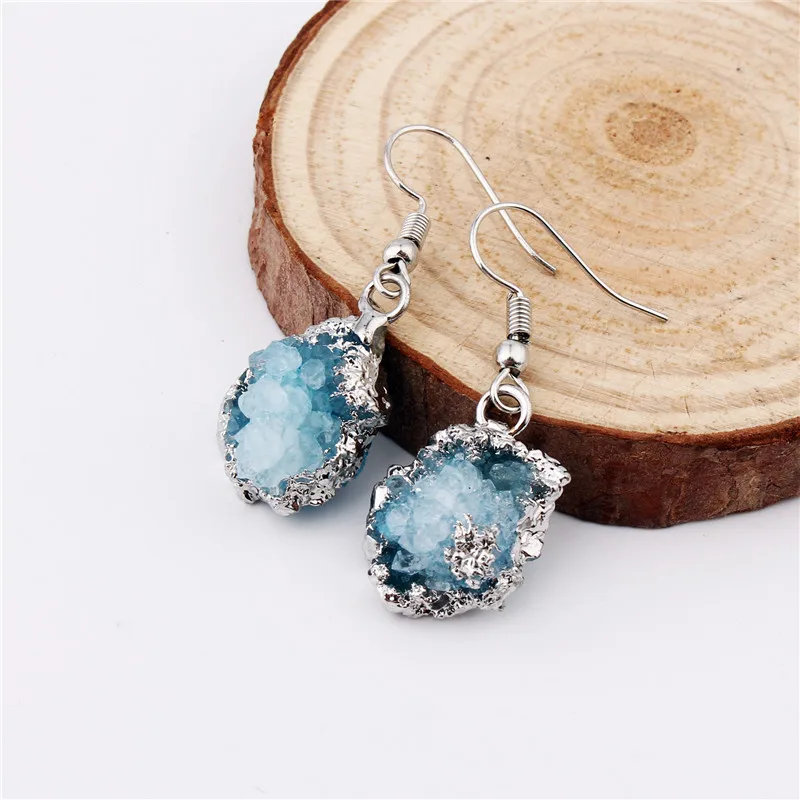Dayoff женский Нерегулярные Druzy серьги из друзы для женщин ювелирные изделия