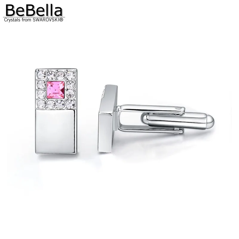 Мужские квадратные запонки BeBella с кристаллами сделанные Swarovski ELE TS подарок на день