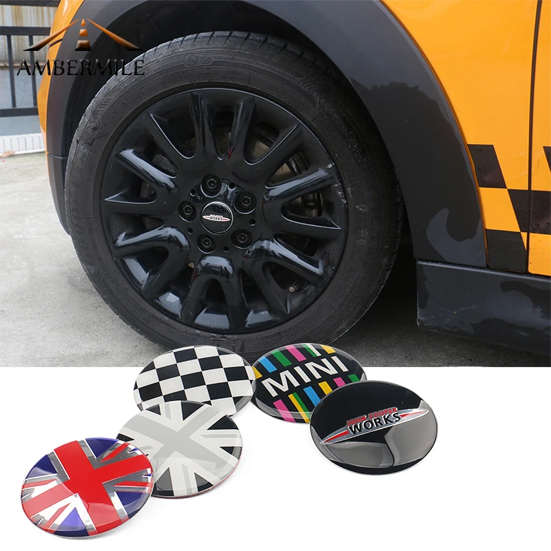 AMBERMILE 4 шт. наклейки на обод детской крышки обода для Mini Cooper R56 R55 R60 R61 R53 R57 F54 F55 F56 F60
