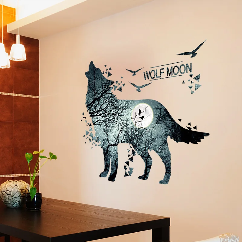 [Shijuekongjian] волк наклейки на стену винил DIY природа животных настенные наклейки для детской комнаты детские украшения спальни