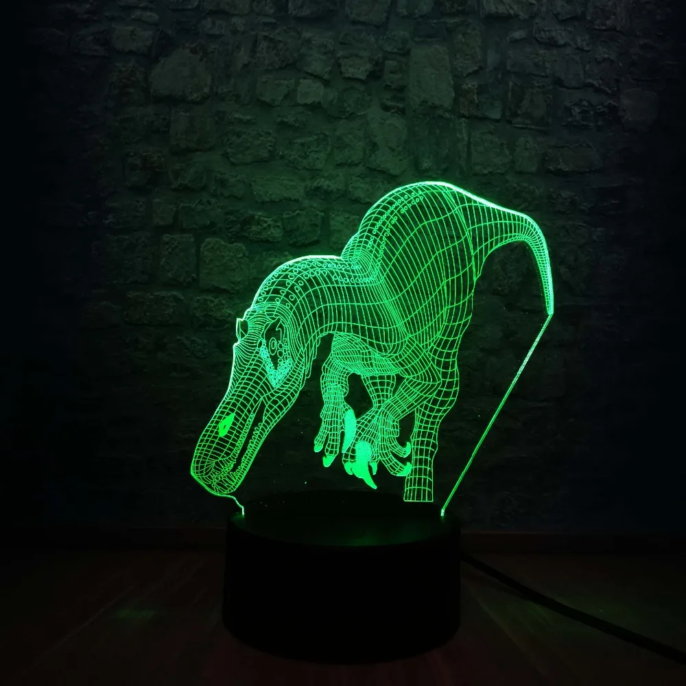 Парк Юрского периода акриловый светодиодный ночник 3D Динозавр свет RGB 7 цветов Изменение USB База переключатель выставка малыш Рождественская игрушка на подарок для мальчика