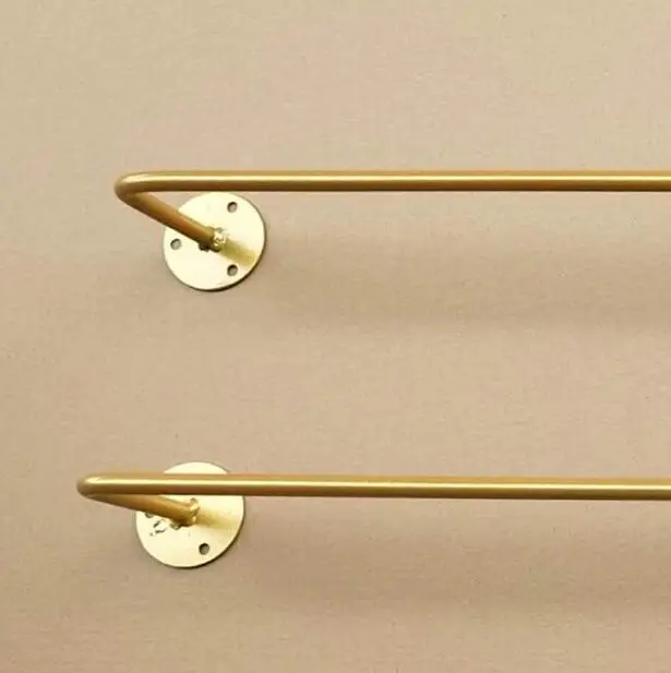 Gold display rack clothes on the wall clothing rack women's clothing shop decoration shelf wall type fine tube clothing rack