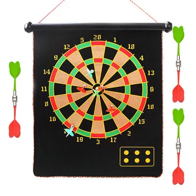 45x32cm with 6 darts 12/15/17 дюймов цель Дротика доска набор двойной Применение магнитная двусторонняя Дартс из флока цель домашнее развлекательное игры родитель-ребёнок - Цвет: 45x32cm with 6 darts