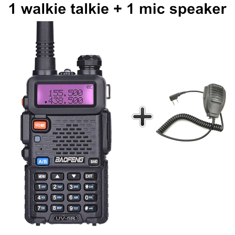 Add a mic speaker Baofeng UV-5R профессиональная рация 5 Вт UHF VHF портативная UV5R двухсторонняя радиостанция UV 5R охотничий CB трансивер радиоприемник - Цвет: Add a mic speaker