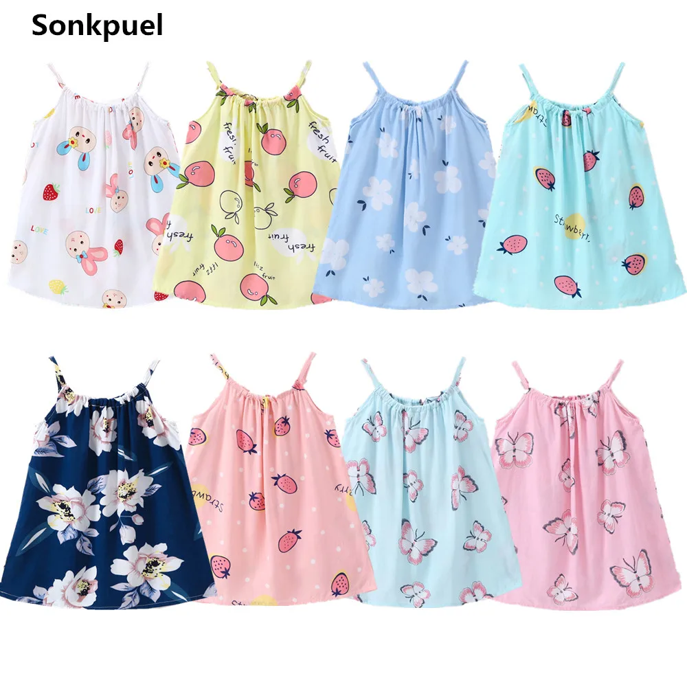 2019 Baby Girls Sleeveless Dresses Clothes Summer Kids Sling Princess Dress 1-6 Years Girl Cotton Braces Children Clothing | Детская
