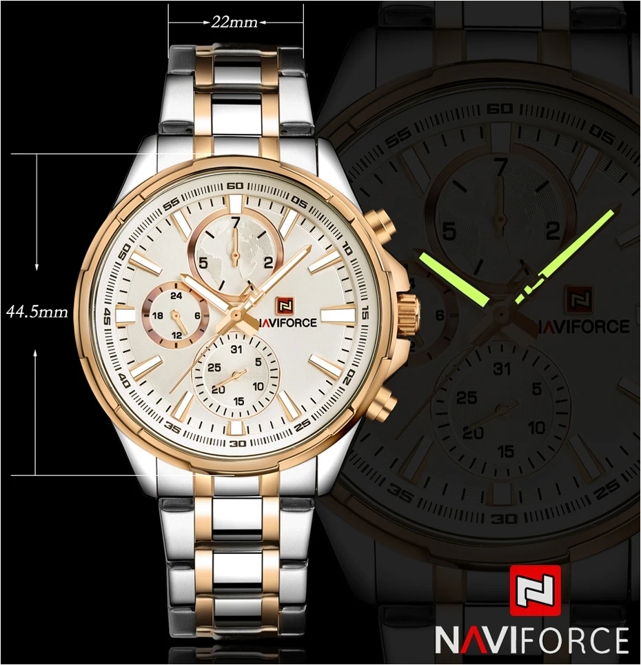 NAVIFORCE Топ люксовый бренд часы для мужчин бизнес мода для мужчин s часы нержавеющая сталь Неделя дисплей мужские часы Relogio Masculino