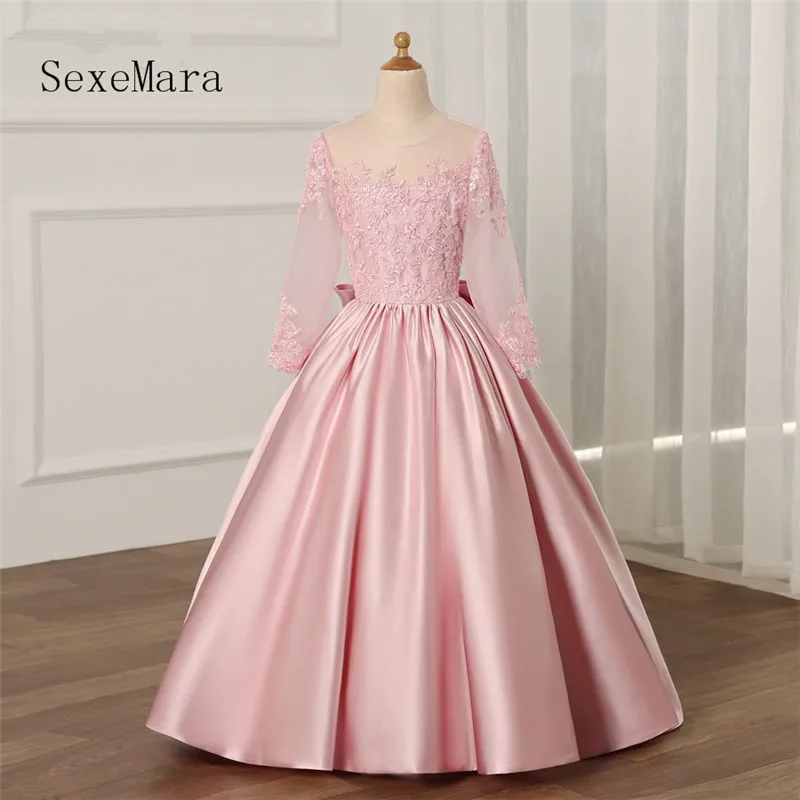 Pink Pageant Dresses For Girls Flower Girl Dresses Ball Gown First Communion Dresses Robe Fille