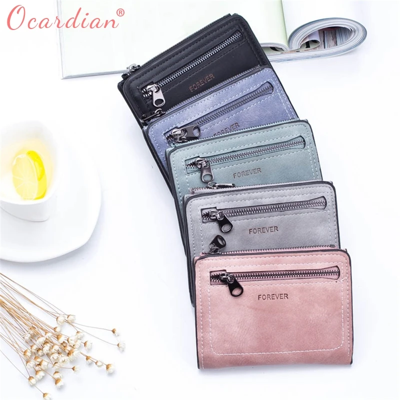 2018 женский простой однотонный кошелек на молнии короткий визитница сумочка