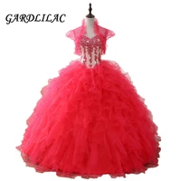 watermelon quinceanera dresses 2021 long prom dress beaded ruffles organza dance ball gown vestidos de 15 anos sweet 16 dress