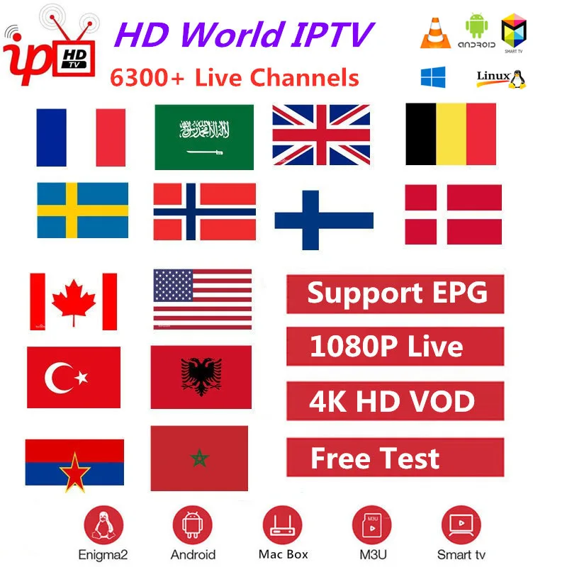 Подписка IP ТВ сервер Европейский 6300+ каналы Франция Португалия Бельгия Италия взрослый M3U Smart Android tv Box IP tv онлайн