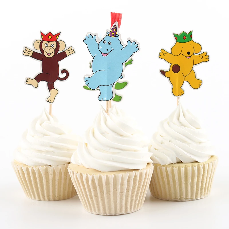 24pcs Happy Circus Party Supplies Cartoon Cupcake Toppers Pick Birthday Decoration Kids Favors |