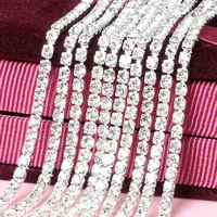 5yardpiece white glass crystal sew on rhinestones chain silvery bottom diy clothing accessories sijishuizuan