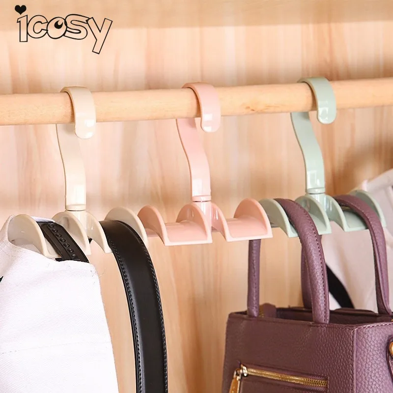 

1pc Multifunction Rotated Storage Rack Bag Hanger Clothes Plastic Rack Creative Tie Coat Closet Hanger Wardrobe Organizer