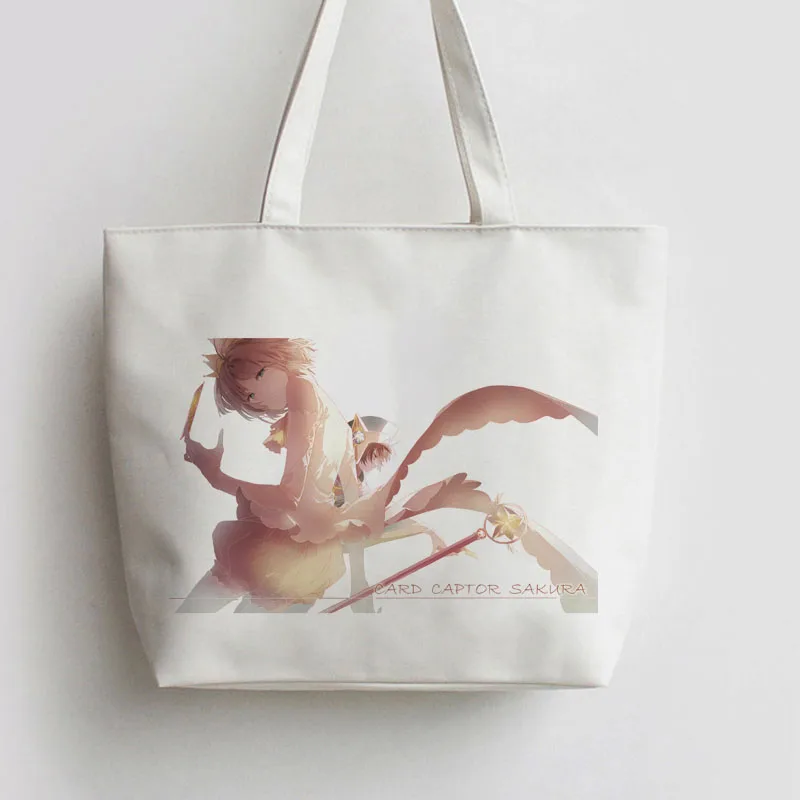 Карточка Captor Sakura Kinomoto Японский Аниме Холст сумка для покупок с персонажем из