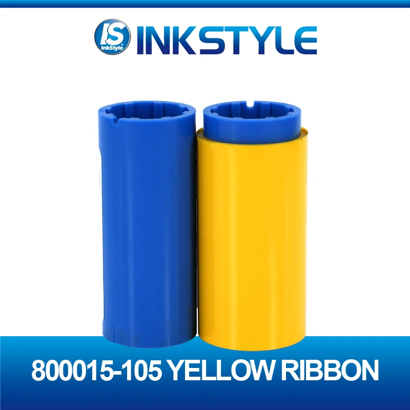 Набор из 2 шт. совместимых лент 800015-105 желтого цвета на 1000 отпечатков для кардпринтеров Zebra P300F P310C P330i P420i P520C P430i P330m.