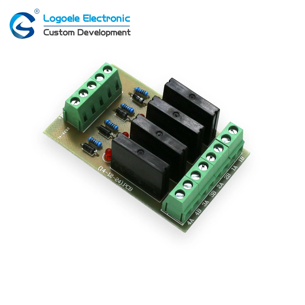 

Solid-State Relay Module 4 Channel High Level Control Panels Dc 12V / 24V Input Signal Npn With Shell