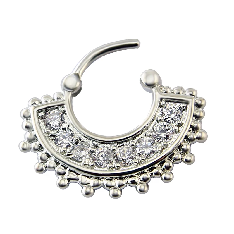 Stainless Steel Gold 8 Cubic Zircon Unique Septum Ring Online Nose Hoop Jewelry Buy For Women | Украшения и аксессуары