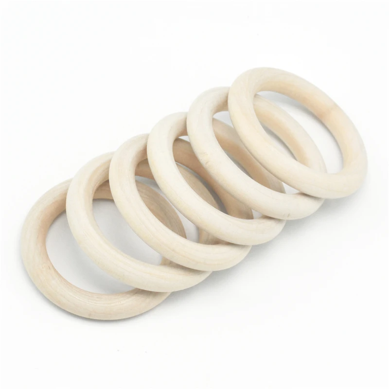 5 шт 70 мм Детские натуральные кольца для прорезывания зубов деревянное ожерелье