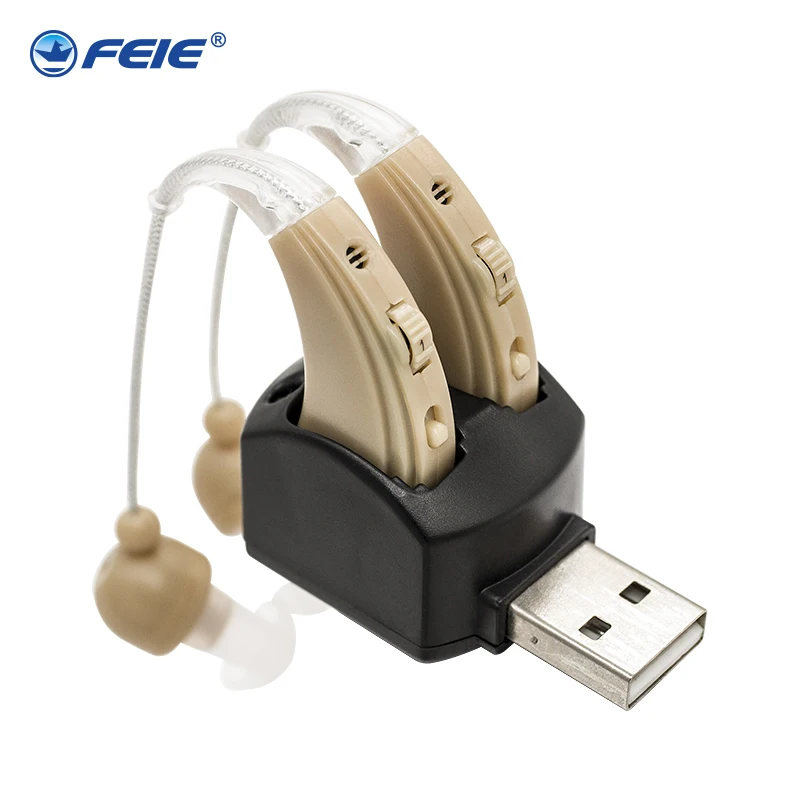 Перезаряжаемый слуховой аппарат, мини устройство, усилитель для ушей, слуховые аппараты за ухом для пожилых людей, S-109S