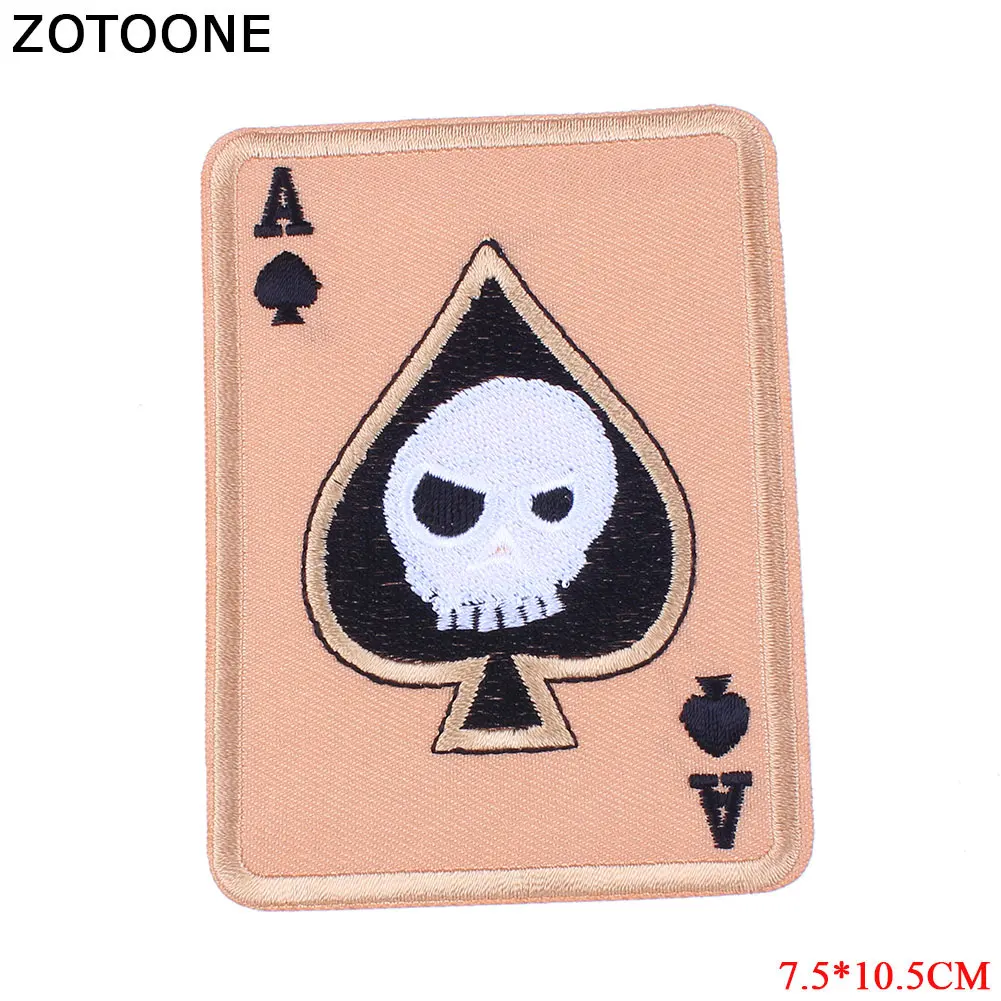 ZOTOONE вышитые нашивки покер приложения для одежды украшение для рюкзака аппликация железная на череп нашивка в стиле панк тканевые наклейки