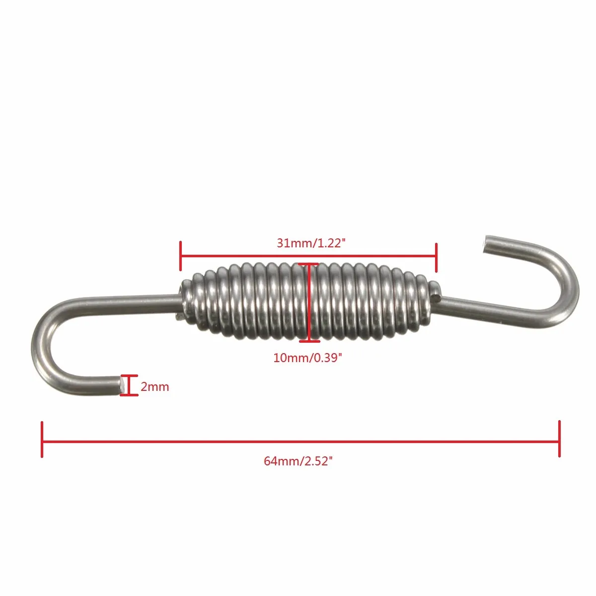 2pcs 50mm/60mm/64mm Motorcycle Exhaust Pipe Muffler Mounting Spring Hooks Link Pipes Stainless Steel