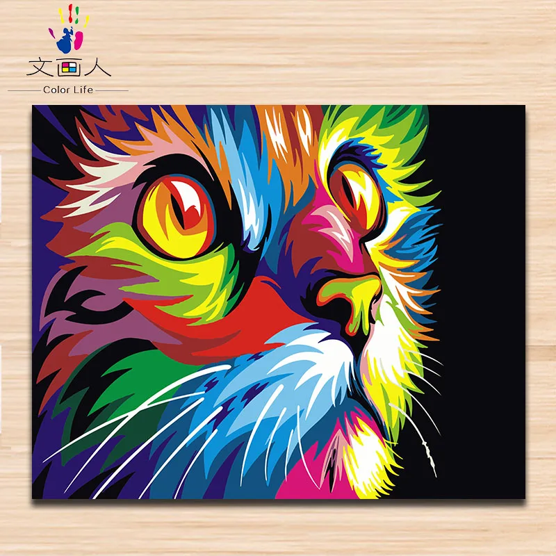 Раскраска по номерам цветная животная кошка масляная краска абстракция ручная