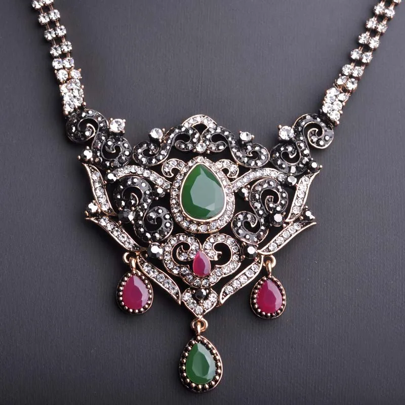 Женское винтажное ожерелье Blucome красное с подвеской из смолы украшение для