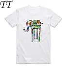 Футболка Мужскаяженская с принтом слона, модная тенниска с короткими рукавами, повседневная майка с круглым вырезом в стиле панк, одежда для плавания, лето 2019