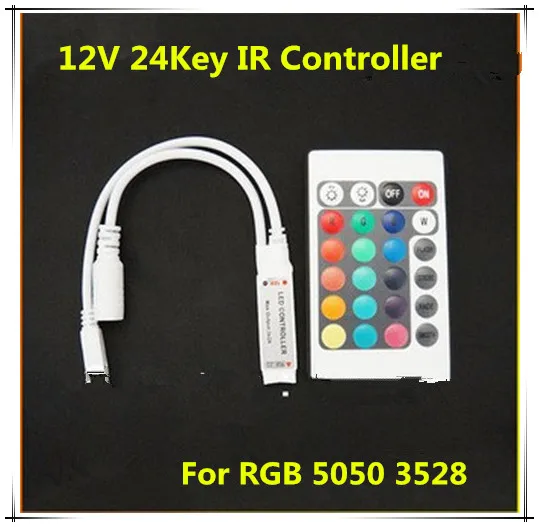 30PCS DC 12V 24 Key Mini LED IR Remote Controller For 3528 & 5050 RGB Strip Light