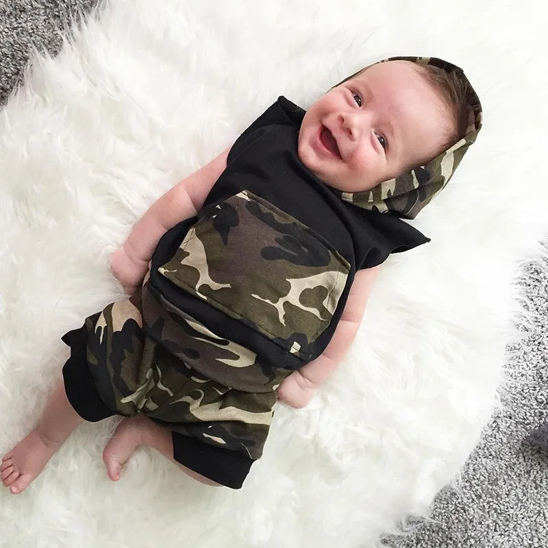 2018 летний комплект одежды для малышей крутой Камуфляжный костюм маленьких