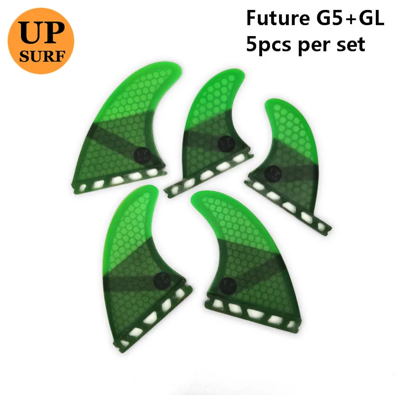 Tri quad fin set Future G5 + GL плавники для серфинга плавник зеленый с Сотами из